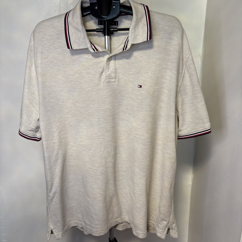 Tommy Hilfiger Polo Shirt Men's  White‎ Cotton Short Sleeve Sports Classic - XXL